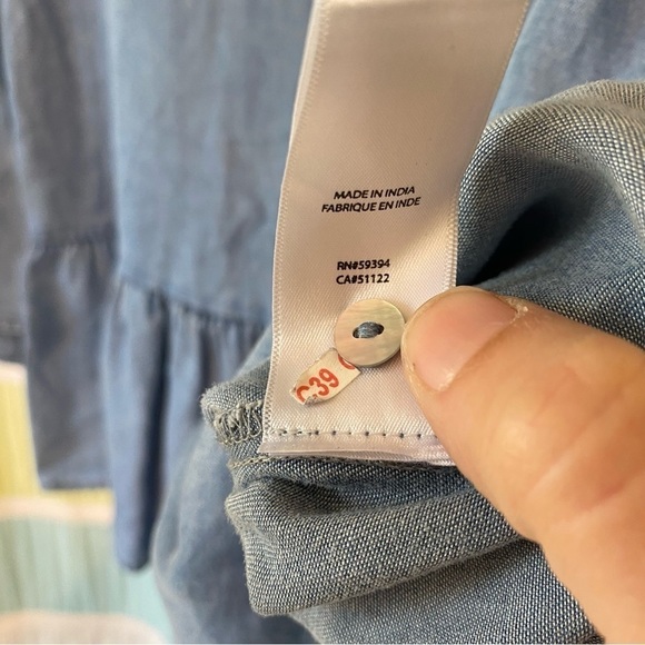 Beachlunchlounge chambray embroidered Peplum Blouse Sz XS - Picture 6 of 8